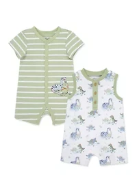 Baby Boys Dinos Two Pack Rompers