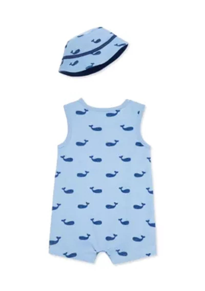 Baby Boys Whales Romper with Hat
