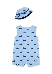 Baby Boys Whales Romper with Hat
