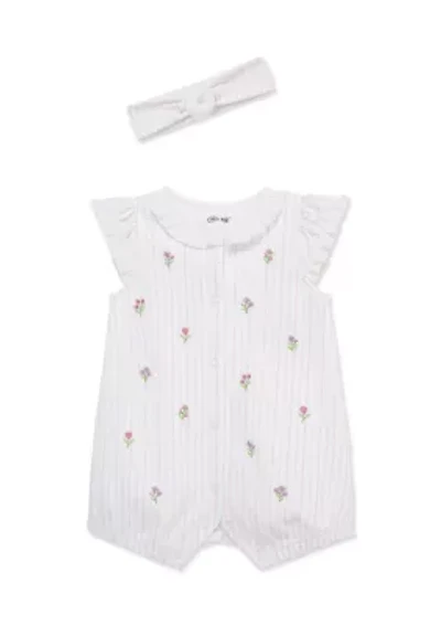 Baby Girls Floral Romper and Headband Set