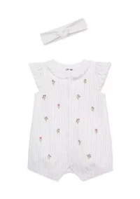 Baby Girls Floral Romper and Headband Set