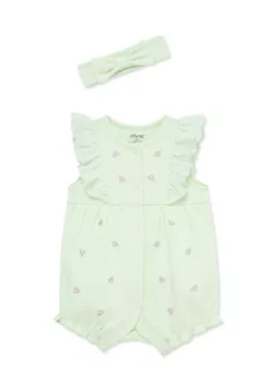 Baby Girls Violet Romper and Headband Set