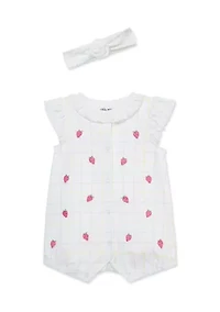Baby Girls Strawberry Romper and Headband Set