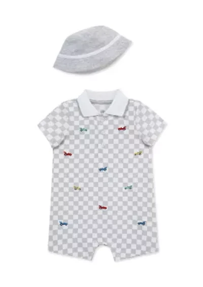 Baby Boys Romper Bucket Hat Set