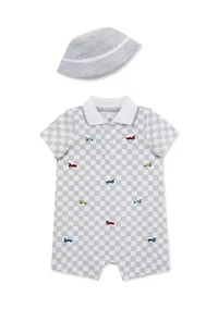 Baby Boys Romper Bucket Hat Set