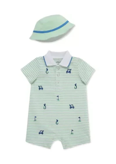 Baby Boys Romper Bucket Hat Set