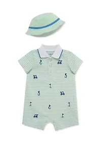 Baby Boys Romper Bucket Hat Set