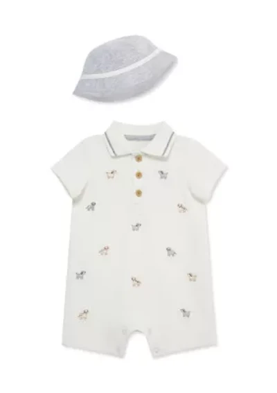 Baby Boys Romper Bucket Hat Set