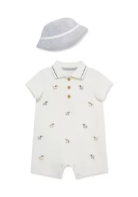 Baby Boys Romper Bucket Hat Set