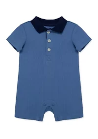 Baby Boys Blue Polo Romper