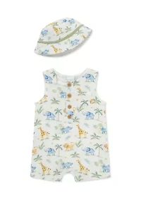 Baby Boys Jungle Romper and Hat Set