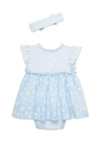 Baby Girls Daisies Bodysuit Dress with Headband