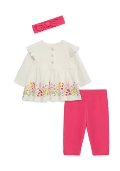 Baby Girls Floral Border Tunic Set with Headband