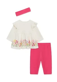 Baby Girls Floral Border Tunic Set with Headband