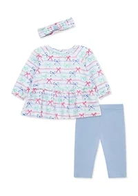 Baby Girls Ribbons Tunic Set with Headband