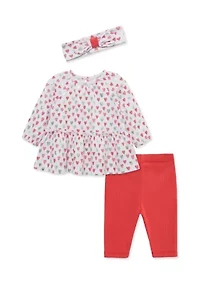 Baby Girls Hearts Tunic Set with Headband