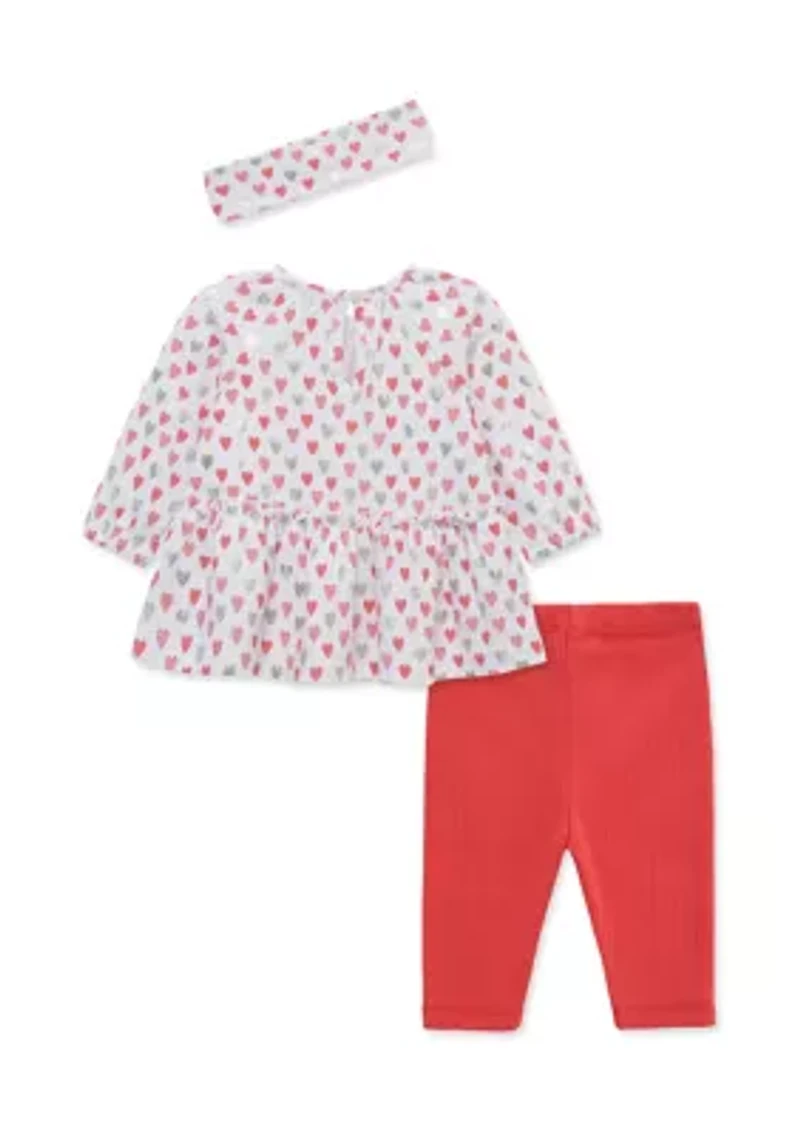 Baby Girls Hearts Tunic Set with Headband