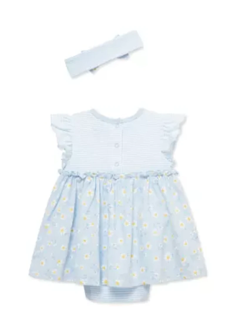 Baby Girl Bodysuit Dress and Headband Set