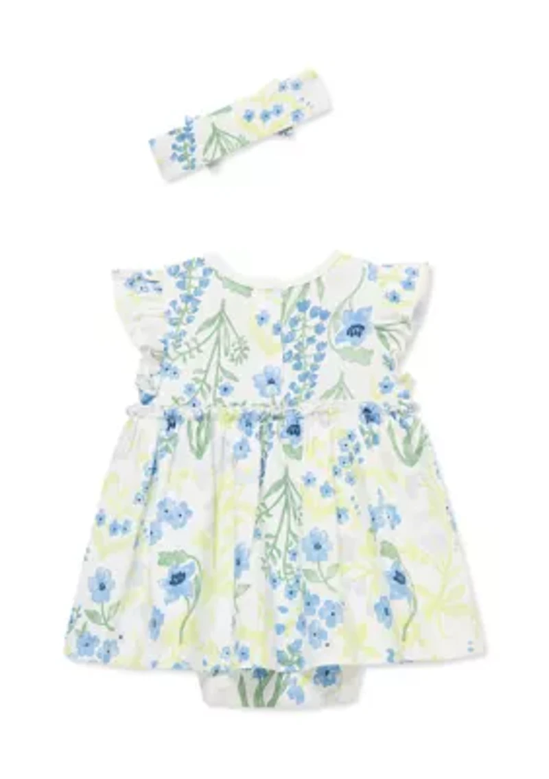 Baby Girls Bluebells Bodysuit Dress with Headband