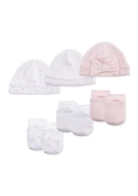 Baby Girls Pretty Hat and Mitten Set