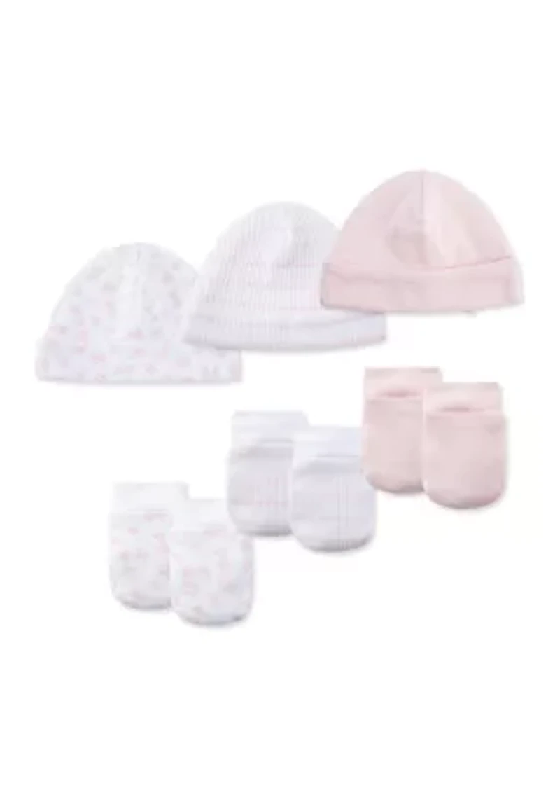 Baby Girls Pretty Hat and Mitten Set