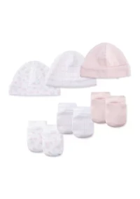 Baby Girls Pretty Hat and Mitten Set