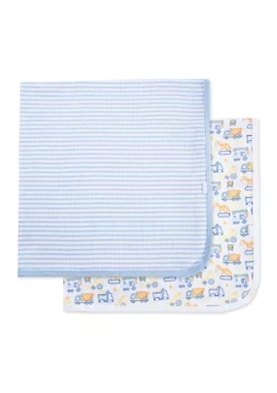 Baby Boys Trucks 2 Pack Receiving Blankets