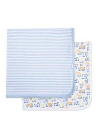 Baby Boys Trucks 2 Pack Receiving Blankets