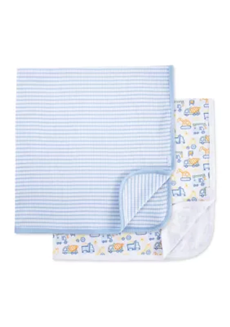 Baby Boys Trucks 2 Pack Receiving Blankets