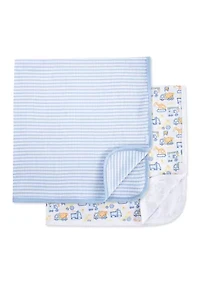 Baby Boys Trucks 2 Pack Receiving Blankets