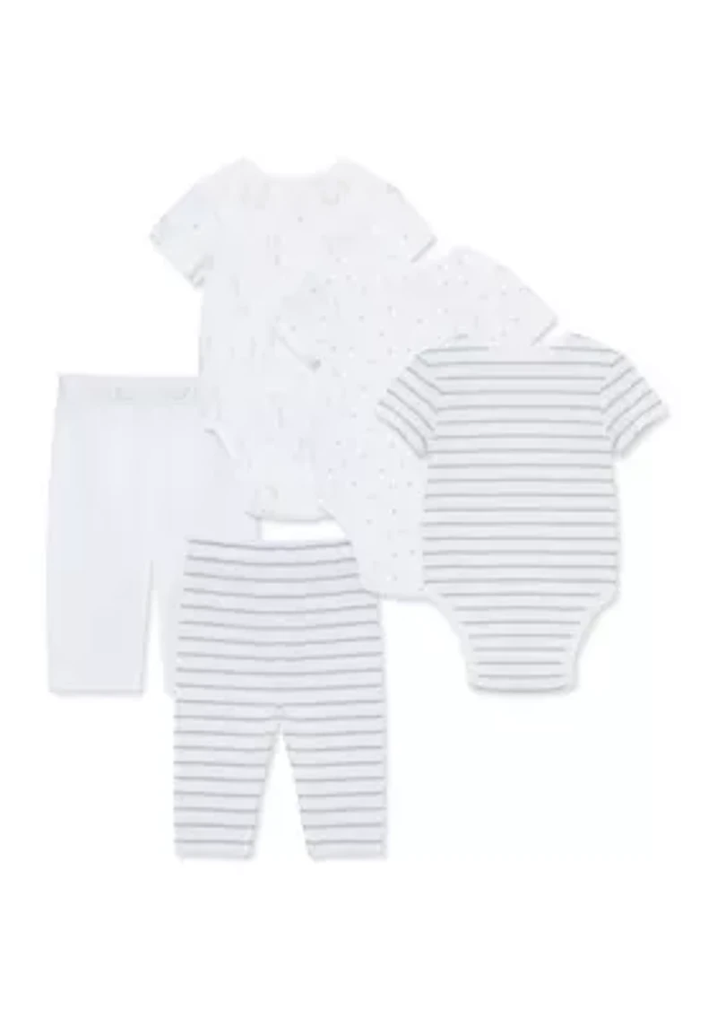 Baby Boys Fun 5 Piece Bodysuit and Pants Set