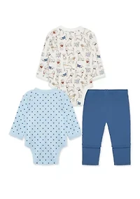 Baby Boys 3 Piece Bodysuit Pant Set