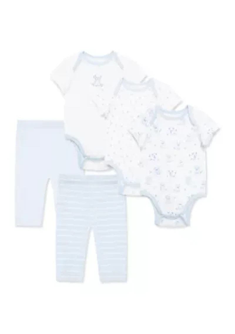 Baby Boys Peppy Puppies 5-Piece Bodysuit and Pant Set