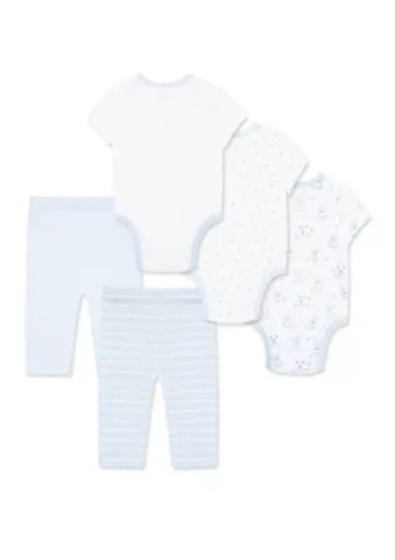 Baby Boys Peppy Puppies 5-Piece Bodysuit and Pant Set