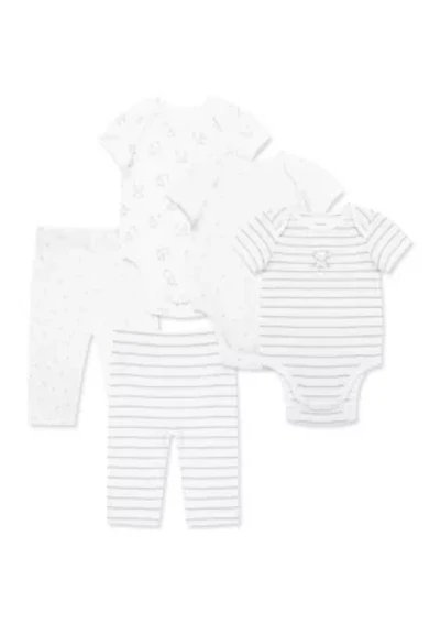 Baby Boys Elephants 5-Piece Bodysuit and Pants Set