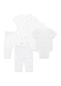 Baby Boys Elephants 5-Piece Bodysuit and Pants Set