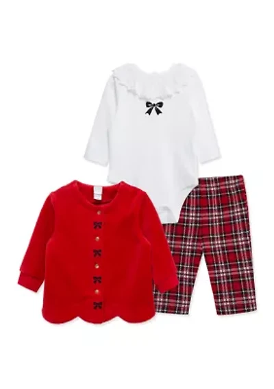 Baby Girls Bows 3 Piece Cardigan Set