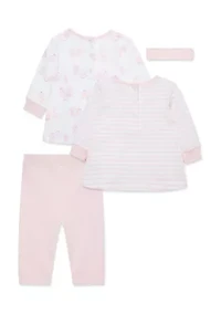 Baby Girls Bears 4-Piece Pant Set with Headband