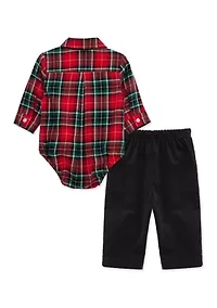 Baby Boys Pups Plaid Pants Set