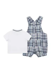 Baby Boys Check Shortall Set