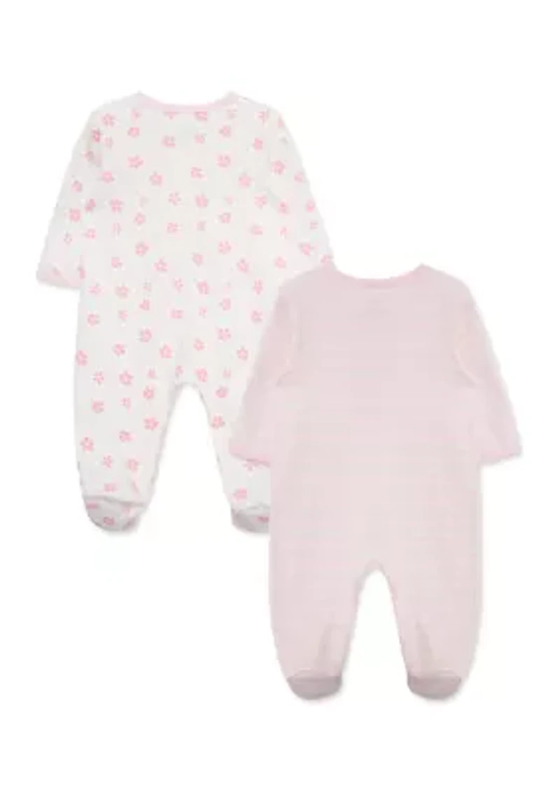 Baby Girls Petals 2 Pack Footies