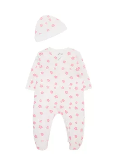 Baby Girls Petals Quilted Footie Pajamas with Hat