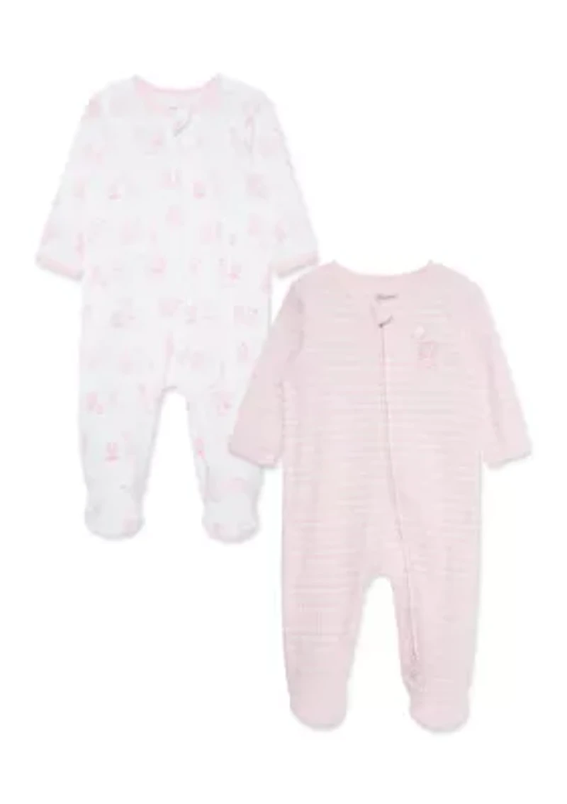Baby Girls Bears 2 Pack Footies