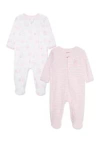 Baby Girls Bears 2 Pack Footies