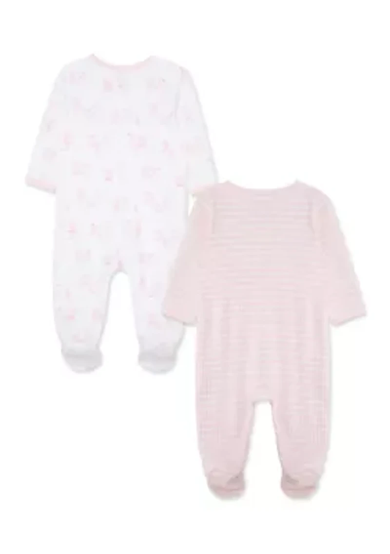 Baby Girls Bears 2 Pack Footies
