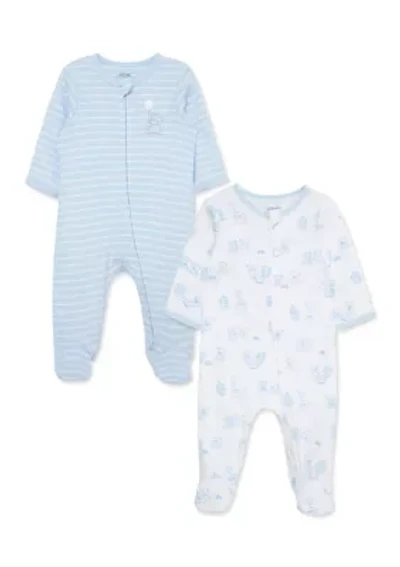 Baby Boys Bears 2 Pack Footies