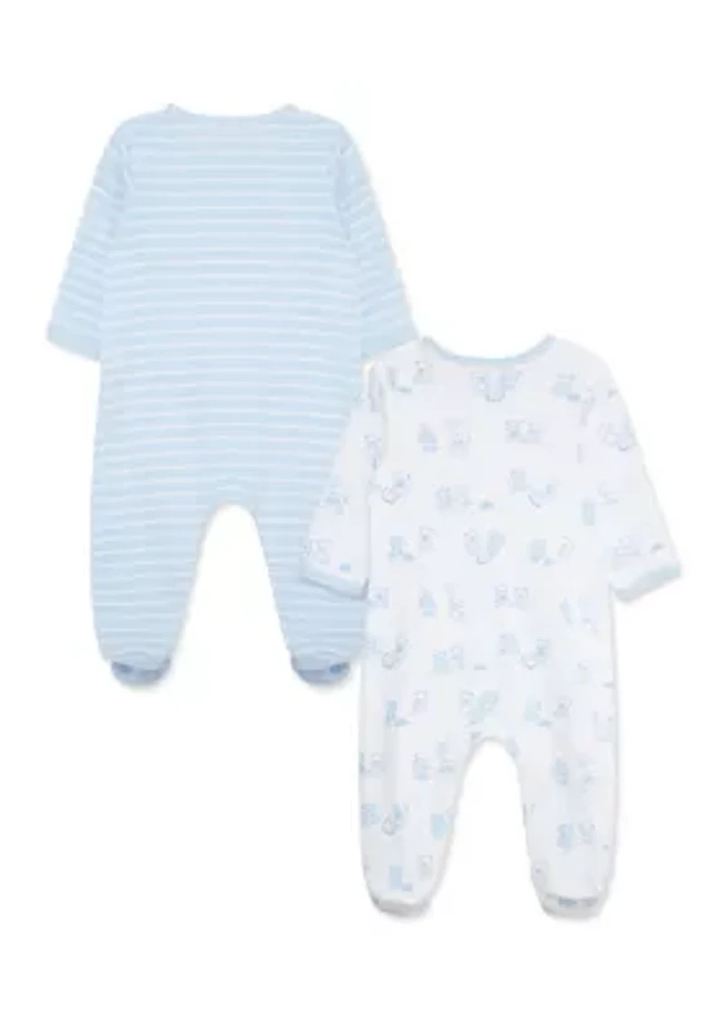 Baby Boys Bears 2 Pack Footies