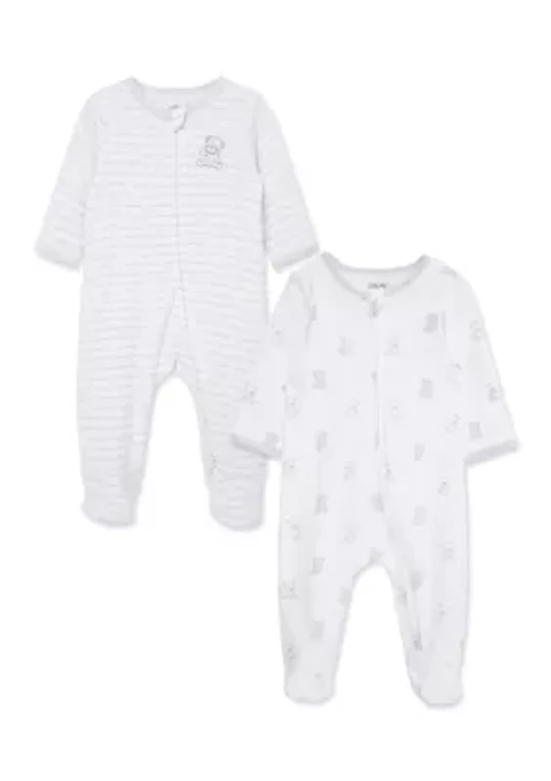 Baby Boys Bears 2 Pack Footies