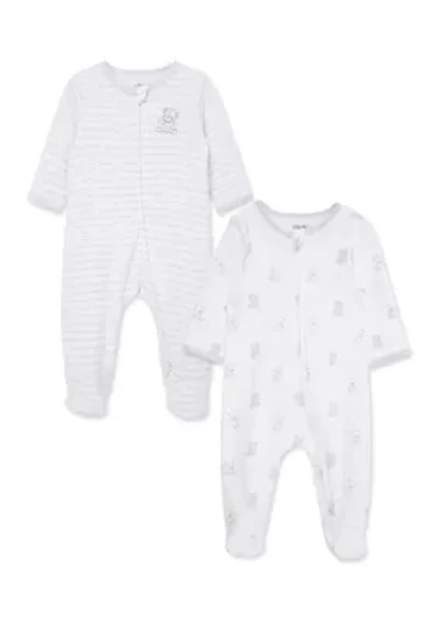 Baby Boys Bears 2 Pack Footies