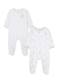 Baby Boys Bears 2 Pack Footies